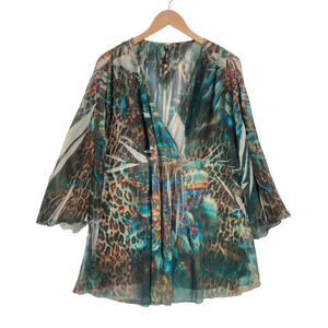 Mushka by Sienna Rose Women Multicolor V-Neck Long Sleeve Mini Dress Top Sz 1X